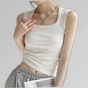 여성 슬림핏 스퀘어넥 슬리브리스 나시티 여름 민소매