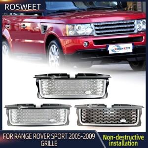 ROSWEET 프론트 그릴, 랜드로버 레인지로버 스포츠 L320 2005-2009 레이싱 흡기 후드 커버 메쉬 그리드 자