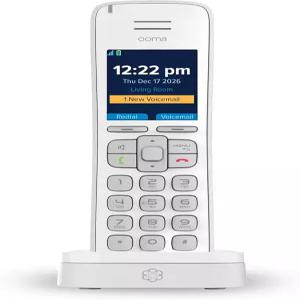 Ooma HD3 핸드셋 화이트 무선 전화기 발신자 ID 및 음성 품질 Telo VoIP 인터넷 홈 전화 서비스에서만