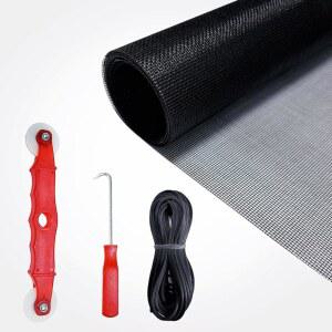 Lussgucc 4PCS 창문 스크린 도어 수리 및 교체 키트, 48인치 x 118인치 유리 메쉬, 0.125인치 40인치 TPE 스플라인, 스플라인 롤러 제거 후크, 슬라이딩