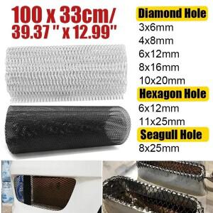 100x33cm 알루미늄 레이싱 카 삽입 범퍼 그릴 메쉬 네트 벤트 블랙 실버 튜닝 유니버설 프로텍터 홈 가든 D