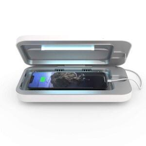 PHONESOAP GO 배터리 구동 UV 휴대폰 소독제 범용 충전기 상자 특허 임상적으로 입증된 스마트폰용 360도 이동 소독 충전 화이트