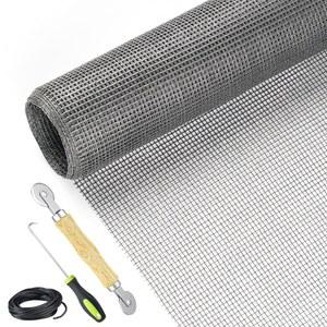 화면 수리 키트 간편한 DIY 프로젝트 36인치 x 90인치 유리섬유 스크린 메쉬(롤링 도구 포함) 및 윈도우 슬라이딩 도어 파티오 스크린용 리테이너 스플라인 교체 키트(36인치 90인치, 회색)