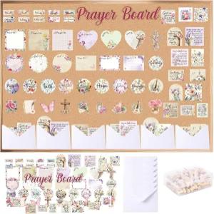 EUOYUFO 114PCS 꽃 기도판 어머니의 날 선물 봉투 세트 성경 구절 인용문 거실 사무실용 DIY 월 아트 용품