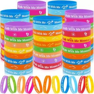 문 보트 100pcs Walk with Me LDS 선물 - 선교사를 위한 몰몬 실리콘 팔찌 세례 파티 크리스마스 청소년