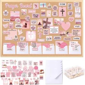 162PCS 핑크 코케 기도판 어머니의 날 선물 기독교 봉투 세트 성경 구절 인용문 거실 사무실용 DIY 월 아트
