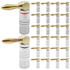 8PCS 4mm 바나나 플러그 금도금 직각 90도 비디오 스피커 어댑터 오디오 커넥터