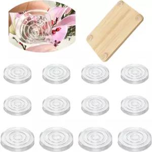 도마용 12PCS 미끄럼 방지 투명 접착 탭 피트 1.6인치 및 2.4인치 실리콘 트레이 가구 유리 테이블 상판용
