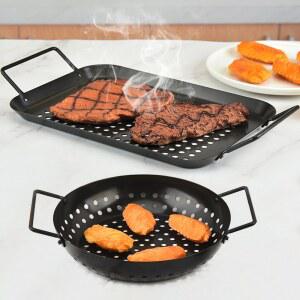 논스틱 코팅 그릴 탄소강 야채 생선 바베큐 고기 트레이