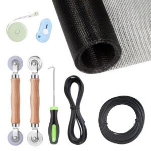 창문 스크린 교체 키트, 8-in-1 DIY 도어 수리 키트(섬유유리 메시 48