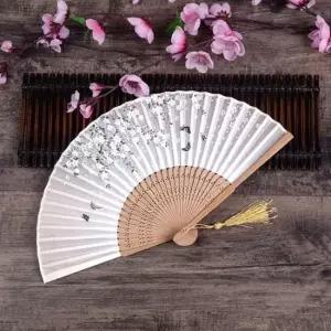 접부채 화접도 접이식 대나무 부채 실크
