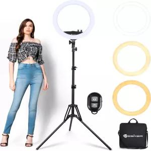 삼각대 스탠드가 있는 링 라이트 색상 온도 조절이 가능한 Yesker 14인치 LED 키트 브이로그 메이크업