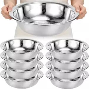 8 PCS 스테인리스 믹싱 볼 13인치 8Qt 초대형 금속 대야 미러 마감 튼튼한 샐러드 도우 주방 준비