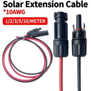 태양광 PV 연장 케이블 검정 빨강 6mm² 10AWG 와이어 DC 남성 여성 커넥터 방수 플러그 패널 시스템용