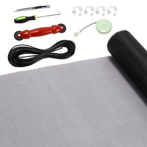 FLYZZ 윈도우 스크린 도어 수리 키트 Fiberglass Mesh 48''x118''(0.161인치 스플라인) 블랙 교체용 메쉬 도구 파티오 슬라이딩 스크린용