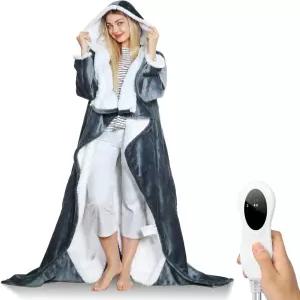 타게파 웨어러블 전기 담요 온열 스너글 70 *50 플란넬 셰르파 난방 후드 소매 풋 포켓 여성 남성용 10가지
