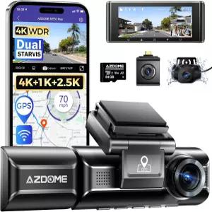 AZDOME M550 Max 4K 3채널 대시캠 듀얼 스타비스 센서 4K+2.5K+1080P 전면 및 후면 트리플 카 카메라 내장