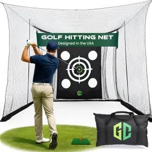 GrdnCare 헤비 듀티 골프 히팅 네트 10x8x5.5 FT 사일런트 타겟 방수포 4겹 매트 티 스틸 튜브 폴스 캐리백