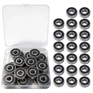 키네탈럼 20PCS 608 2RS 딥 그루브 볼 베어링 강철 8mm x 미니어처 이중 고무 밀봉 프리 윤활 소형 3D