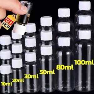 호환  120PCS 리필 용 병 스크류 캡이있는 빈 플라스틱 투명 병 휴대용 짜기 샘플 컨테이너 1020305080100m