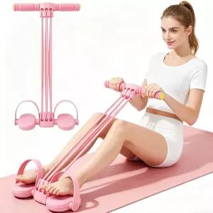 업그레이드된 페달 저항 밴드 요가용 6튜브 다기능 스트레칭 운동 가정용 기구 복부 허리 팔 다리 코어/ABS