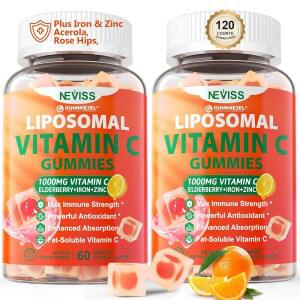 리포솜 C 1000mg 구미 엘더베리 아연 및 8mg 철분이 함유된 츄어블 무설탕 보충제 에너지를 위한 일일 면역