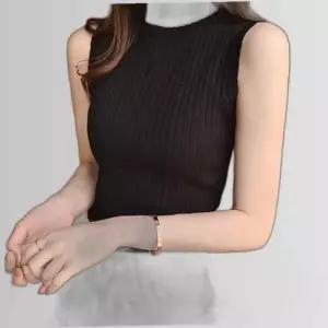 여자 슬림핏 골지 이너 라운드 나시 민소매 티셔츠