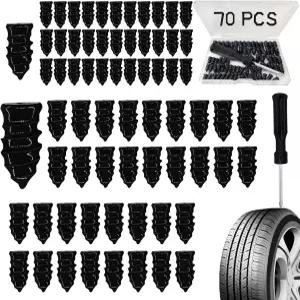 타이어 수리 못 70PCS 나사 플러그 고정 고무 키트 자동차 오토바이 트럭 지프 펑크(35S+35L)용 드라이버