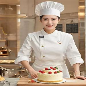셰프복 여성 베이커리 작업복 서빙복 주방복 유니폼 화이트 베이킹복