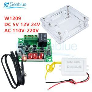 W1209 LED 디지털 온도 조절기 컨트롤러 스위치 모듈 방수 NTC 센서 DC 5V 12V 24V AC 110-220V