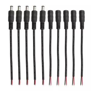 호환 DC 전원 피그 테일 케이블 전선가리개 와이어 5.5mm x 2.1mm DC 남성 플여성 소켓 잭 커넥터 수리 DIY