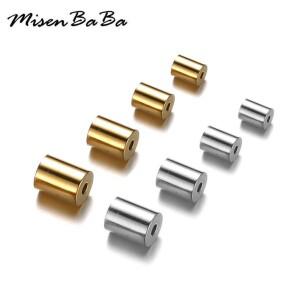 쥬얼리 제작용 스테인리스 스틸 코드 비즈 태슬 캡, 튜브 로프 파이프 커넥터, 파인딩 액세서리, 4mm, 로트