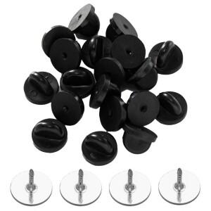 50pcs 블랙 PVC 고무 핀 백업 나비 클러치 타이 압정 옷깃 홀더 걸쇠 캡 키퍼 유니폼 배지 교체