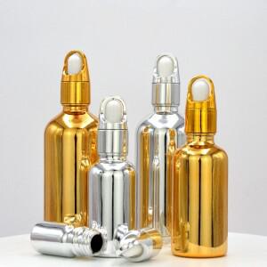 Dropper 병 5ml-100ml 시약 점안액 금 도금 유리 슈퍼 아로마 테라피 액체 피펫 병 리필 용 병 여행
