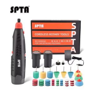 SPTA 무선 회전 도구 미니 자동차 광택기, 작은 영역 연마 디테일링용 폼 패드, 12V 리튬 이온 배터리, 2