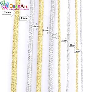 OlingArt-골드 실버 스레드 컬러 라인, 0.8mm1.0mm2.0mm2.4mm, 중국어 매듭 스트링 니트 코드 로프 와이어