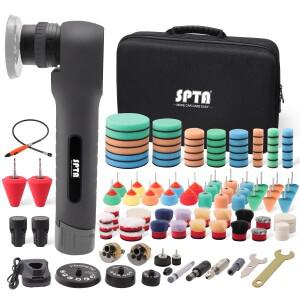SPTA LD105 미니 무선 광택기, RO & DA 버퍼, 자동차 디테일링 연마 키트, 리튬 이온 배터리, 123 인치, 12