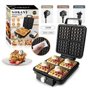 슬라이스 벨기에 와플 메이커 이중 계란 오븐 스틱 기계 가열 케이크 팬케이크 1500W