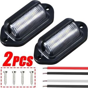 6LED 자동차 라이센스 번호판 조명 방수 12-24V 범용 트럭 RV 트레일러 테일 화이트 사이드 램프 전구