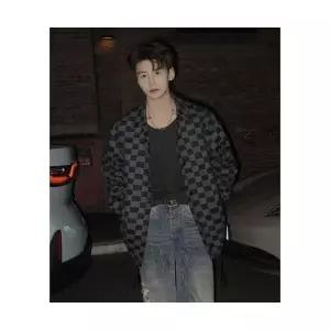 포뇨2 남성 바둑판 스웨이드 칼라 재킷 봄 아우터 체크 긴팔 OPH1