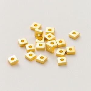 30-100Pcs 스페이서 구슬 14K18K 골드 컬러 도금 황동 234mm 플랫 스퀘어 DIY 팔찌 목걸이 쥬얼리 액세서리