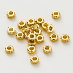 50Pcs 14K18K 골드 도금 황동 스트라이프 플랫 느슨한 스페이서 비즈 DIY 쥬얼리에 대 한 큰 구멍 팔찌 목