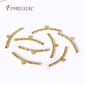 2mm  18K 골드 도금 골판지 곡선 긴 튜브 비즈 커넥터 DIY 목걸이 팔찌 결과 재료에 대한 보석