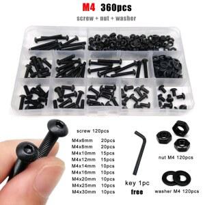 알렌 스틸 소켓 M5 볼트 블랙 라운드 M2 육각 나사 등급 M6 M8 세트 M4 박스 와셔 단추 M1 10 너트 키트 M3