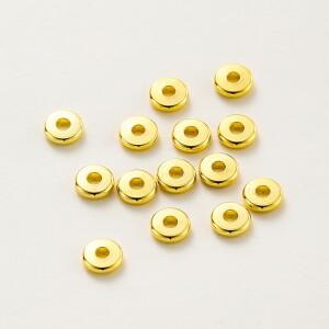 골드 컬러 도금 황동 라운드 스페이서 비즈, 플랫 팔찌 DIY 쥬얼리 파인딩 액세서리, 14K, 3-12mm, 10-50