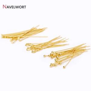 금도금 플랫 헤드 핀, 볼 아이 주얼리 용품, DIY 액세서리, 재료 도매, 14K, 18K