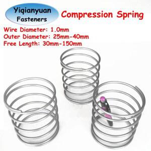 Yiqia uan 3Pcs 와이어 직경 1mm SUS304 스테인레스 스틸 대구경 압축 스프링 OD 25mm 40mm 자유 길이 30mm 150mm