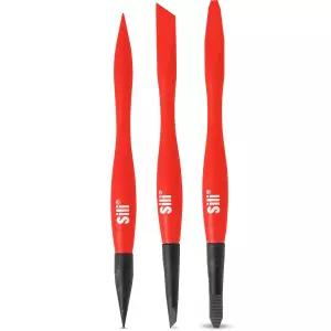 실리 브러시 어플리케이터 3팩 세트 크리스마스 스타킹 스터퍼 미세 팁 - 치즐 및 평평한 테이퍼 듀얼