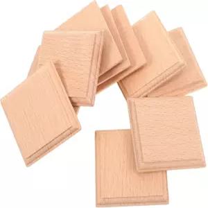 HOLIDYOYO 10pcs 나무 사각 베이스 비치 우드 언페인팅 스탠드 다기능 블록 받침대 보석 수제 모델용