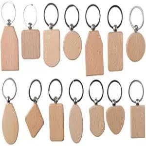 14개 나무 조각 열쇠고리 빈칸 미완성 태그 키링 각인 DIY 선물 공예